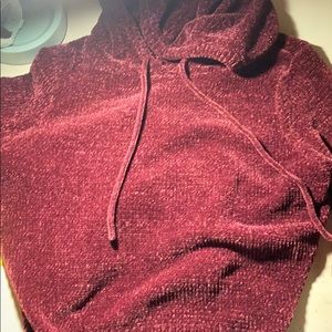 Burgundy velvet hoodie
